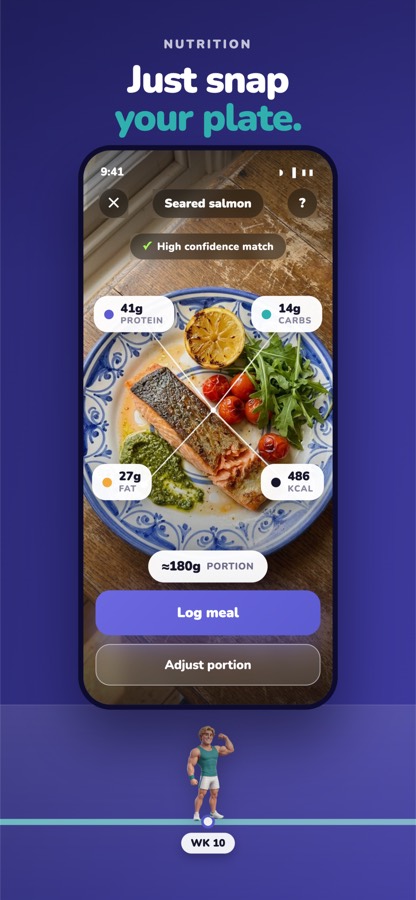 Pocket Fit food log from a photo of a plate, with macros and calories