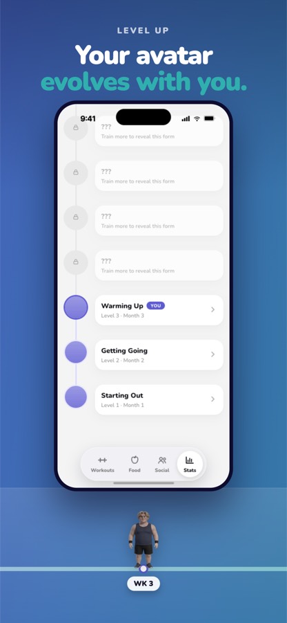 Pocket Fit avatar levels that unlock as you train