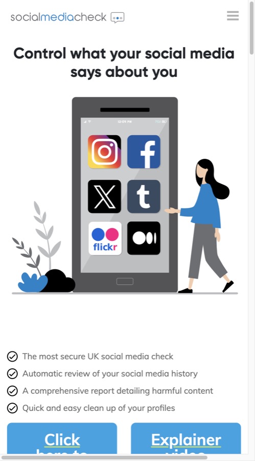 Social Media Check homepage: control what your social media says about you