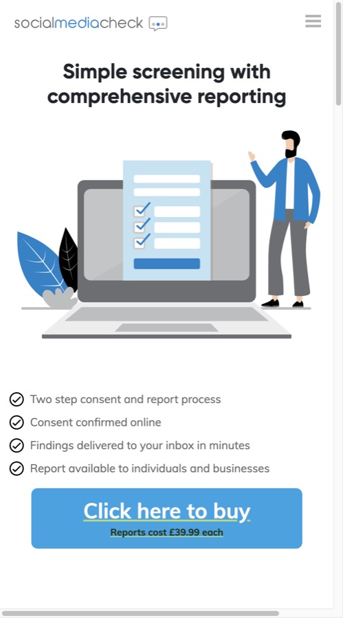 Social Media Check report page: simple screening with comprehensive reporting