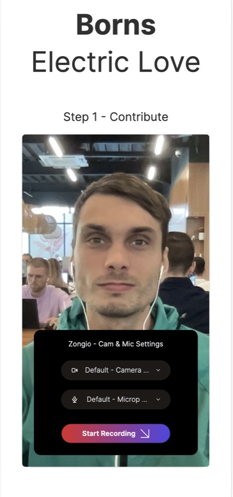 Zongio recording screen with camera and microphone settings
